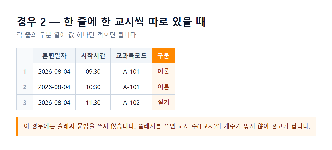 시간표 등록 12단계 화면